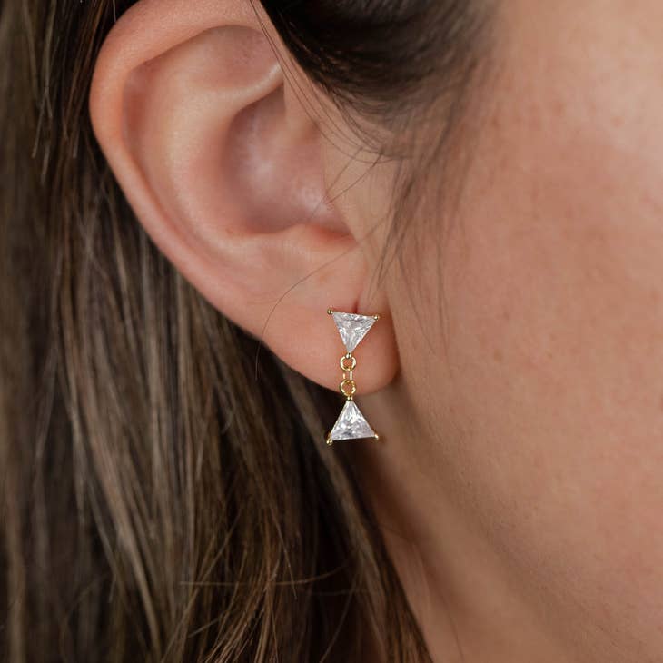 Dual Drop Triangle Earrings