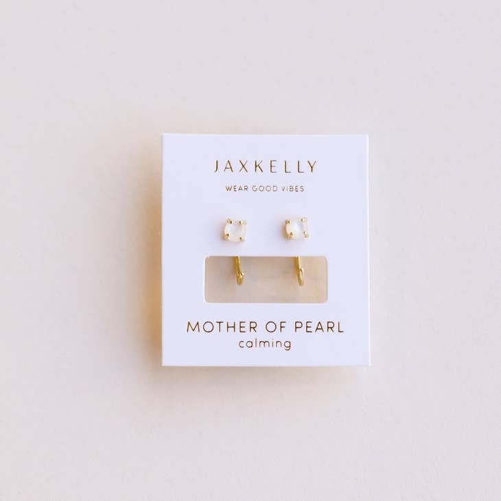 Mother of Pearl Huggie Earrings