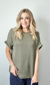 dolman plisse sleeve blouse