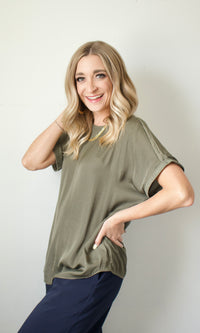 dolman plisse sleeve blouse