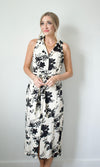 jacquard print sleeveless dress