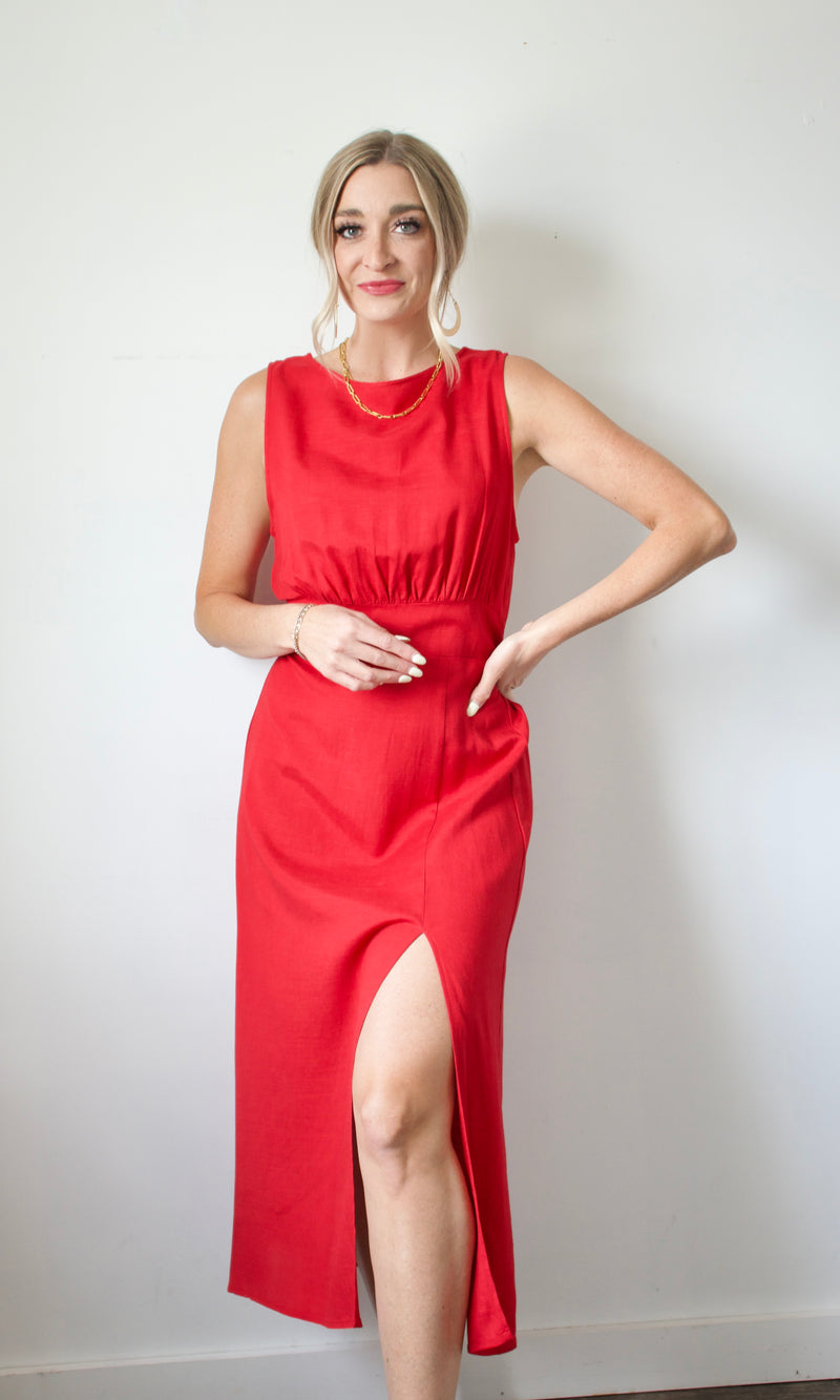 balmy smocked midi dress