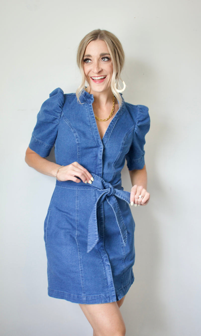 jamie puff sleeve denim dress