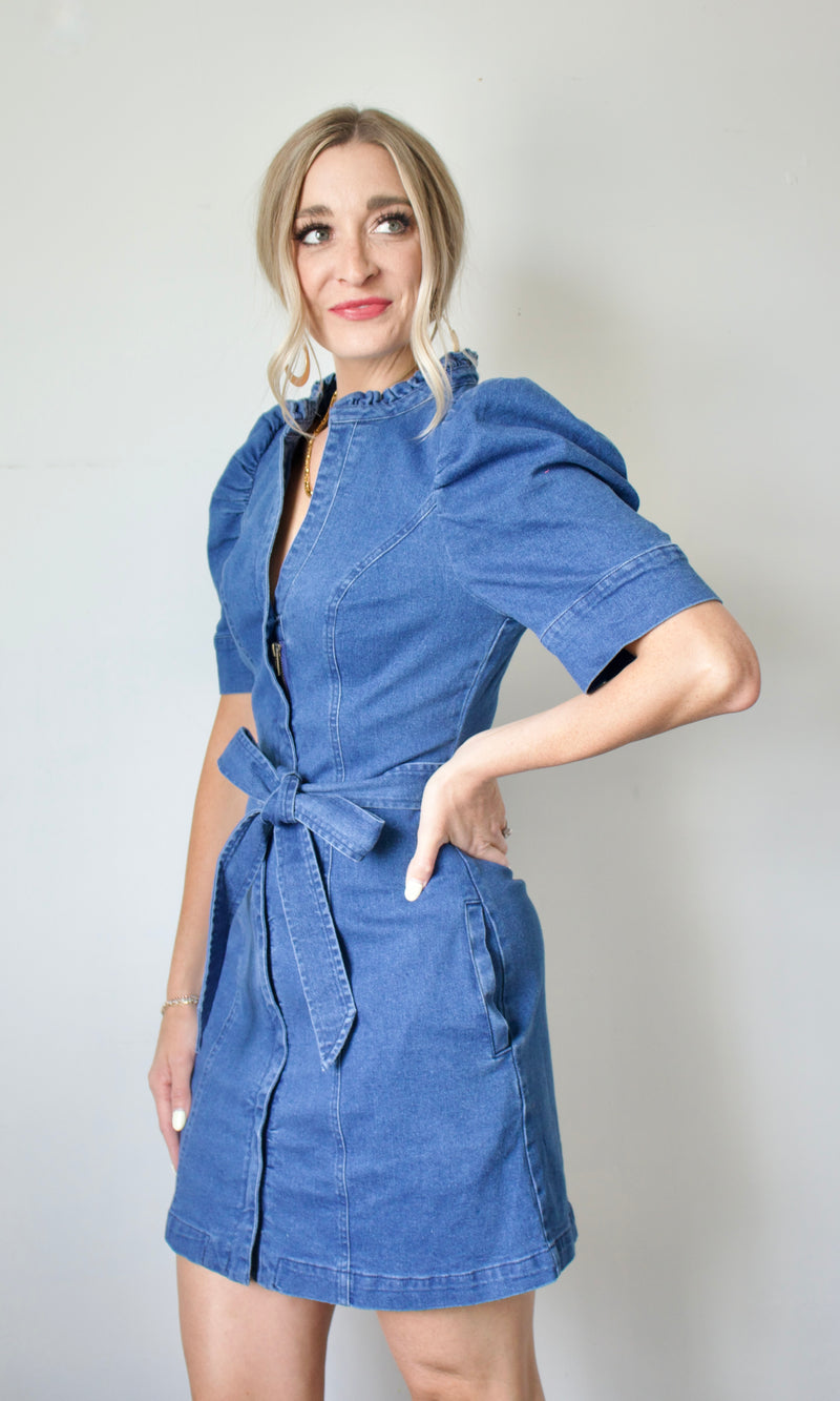 jamie puff sleeve denim dress