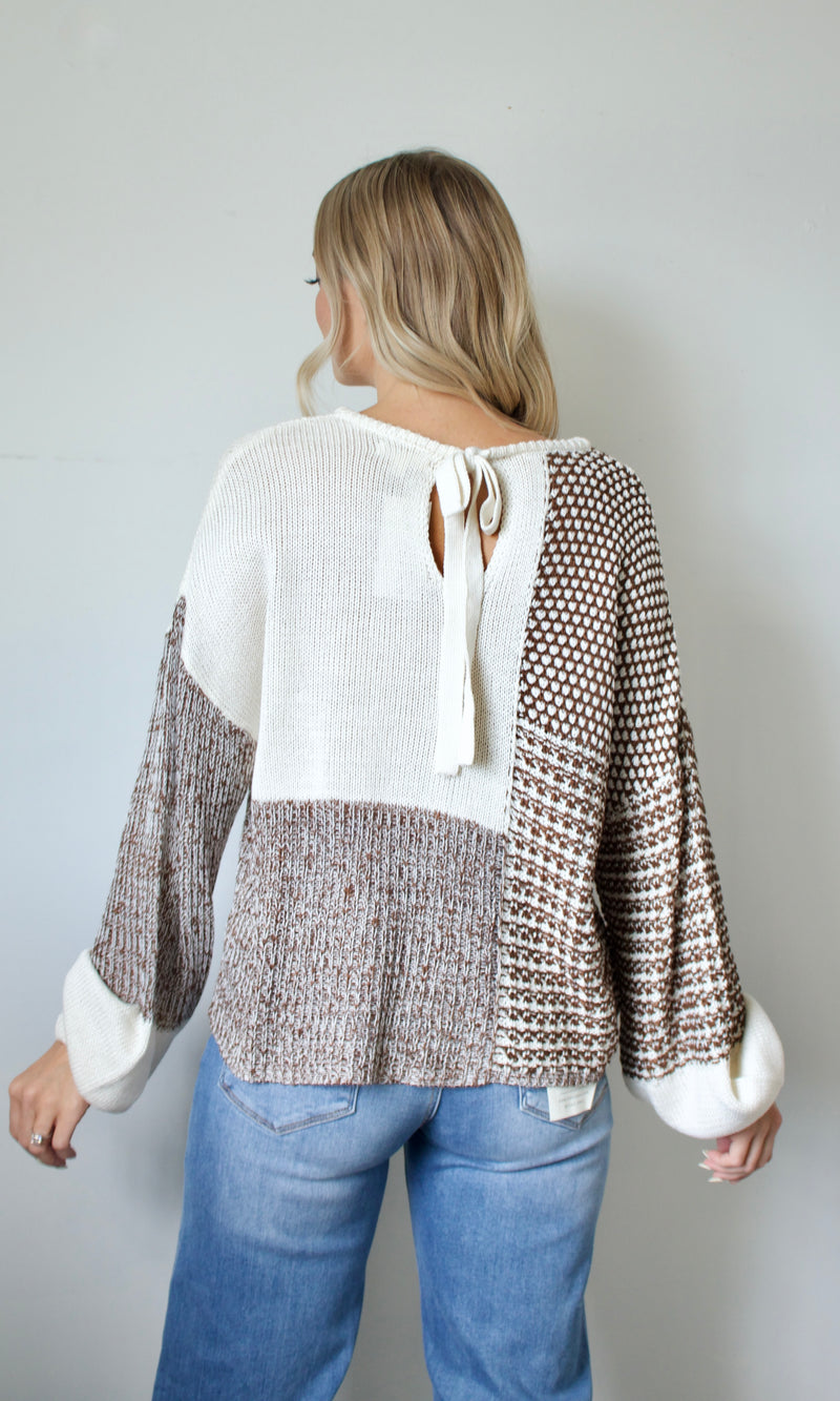 brown colorblock sweater