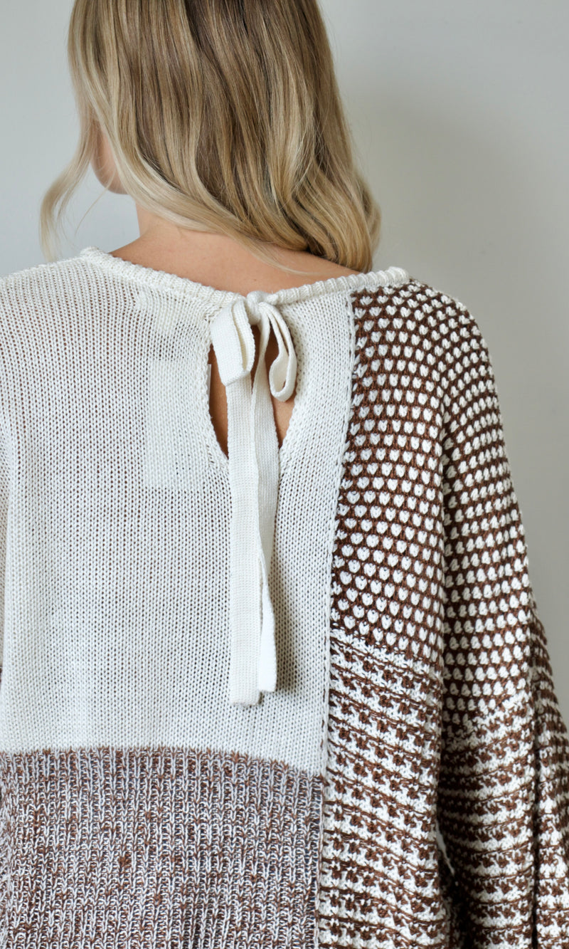 brown colorblock sweater