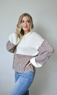 brown colorblock sweater