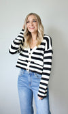 stripe knit button down cardigan