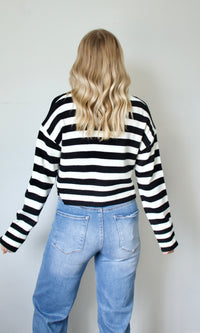 stripe knit button down cardigan