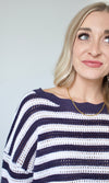 stripe scallop trim sweater