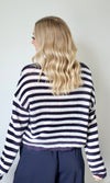 stripe scallop trim sweater