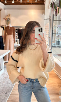 contrast drop shoulder sweater