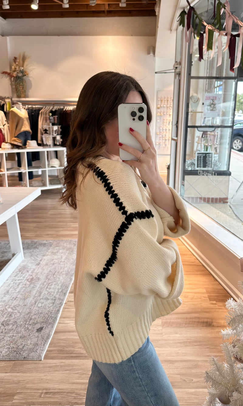 contrast drop shoulder sweater