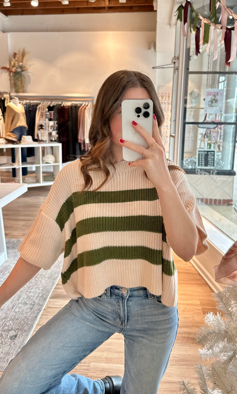 olive ribbed knit sweater top