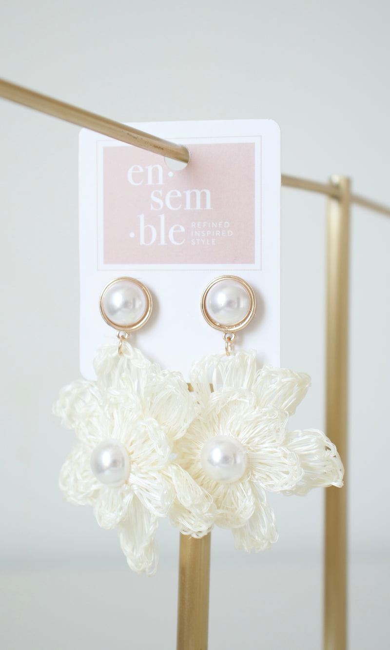 raffia flower earrings