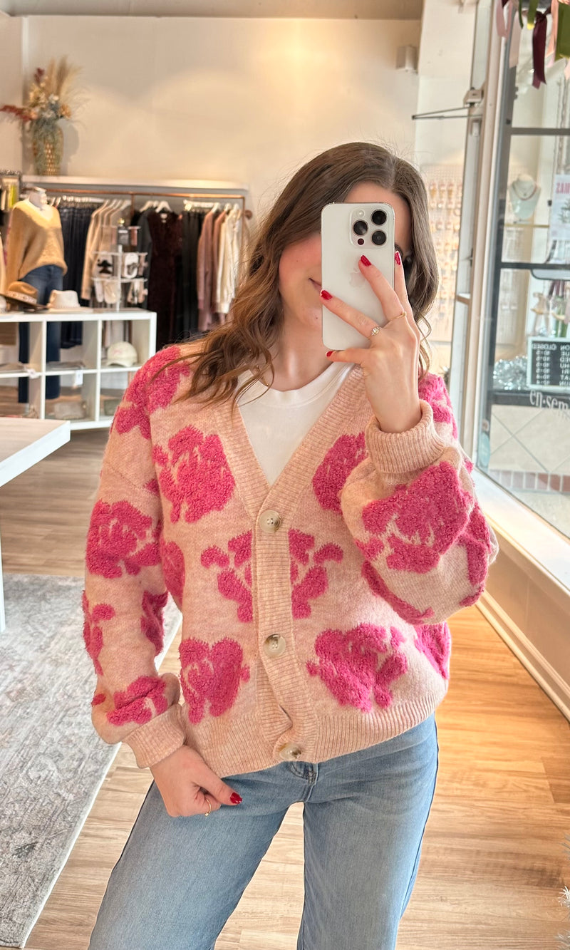 rose floral cardigan