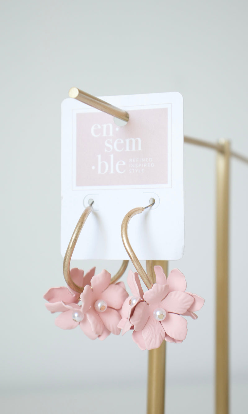 flower cluster hoop earrings