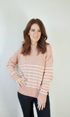 drop shoulder knit striped sweater