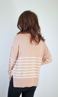 drop shoulder knit striped sweater