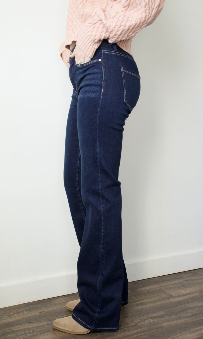 dark high rise straight jean