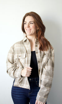 cropped plaid shacket