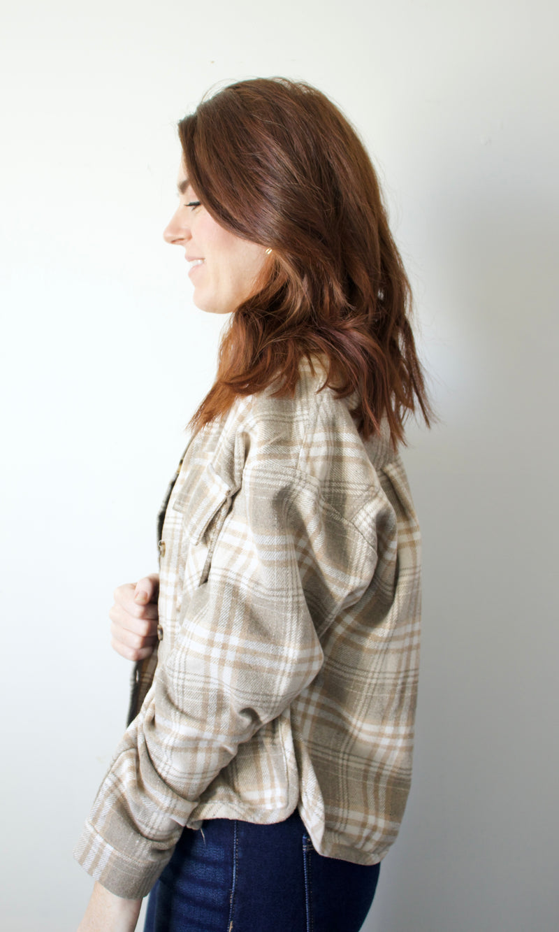 cropped plaid shacket