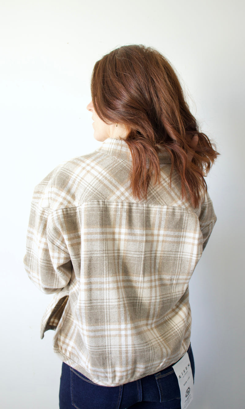 cropped plaid shacket