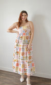 abstract floral woven linen dress