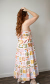 abstract floral woven linen dress