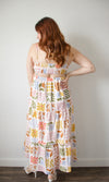 abstract floral woven linen dress