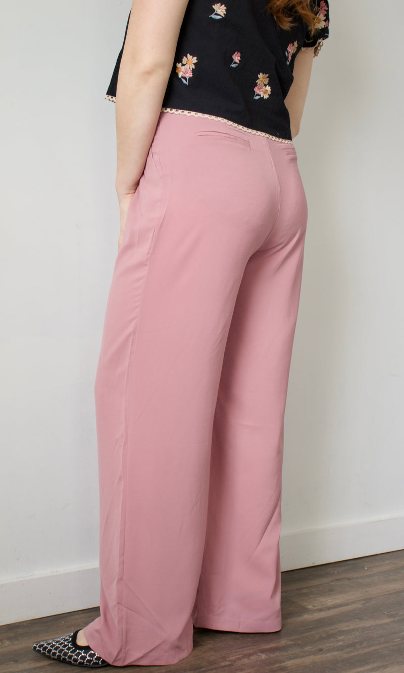 mauve wide leg tailored pants