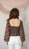 floral square neck long sleeve top