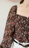 floral square neck long sleeve top