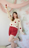 heart crochet long sleeve top