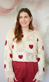 heart crochet long sleeve top