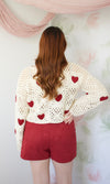 heart crochet long sleeve top