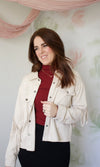 antique white fringed suede shirt jacket