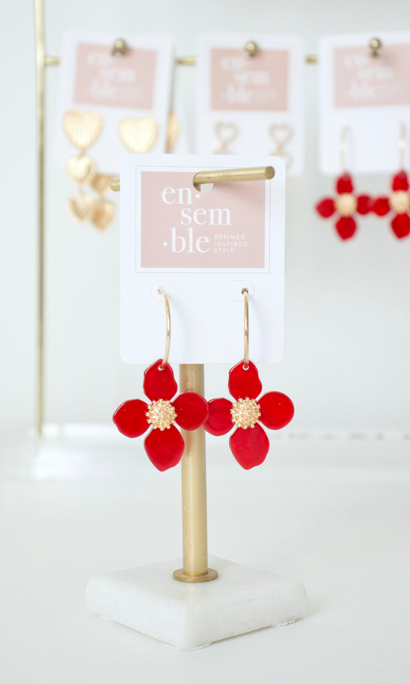 skinny hoop with red flower