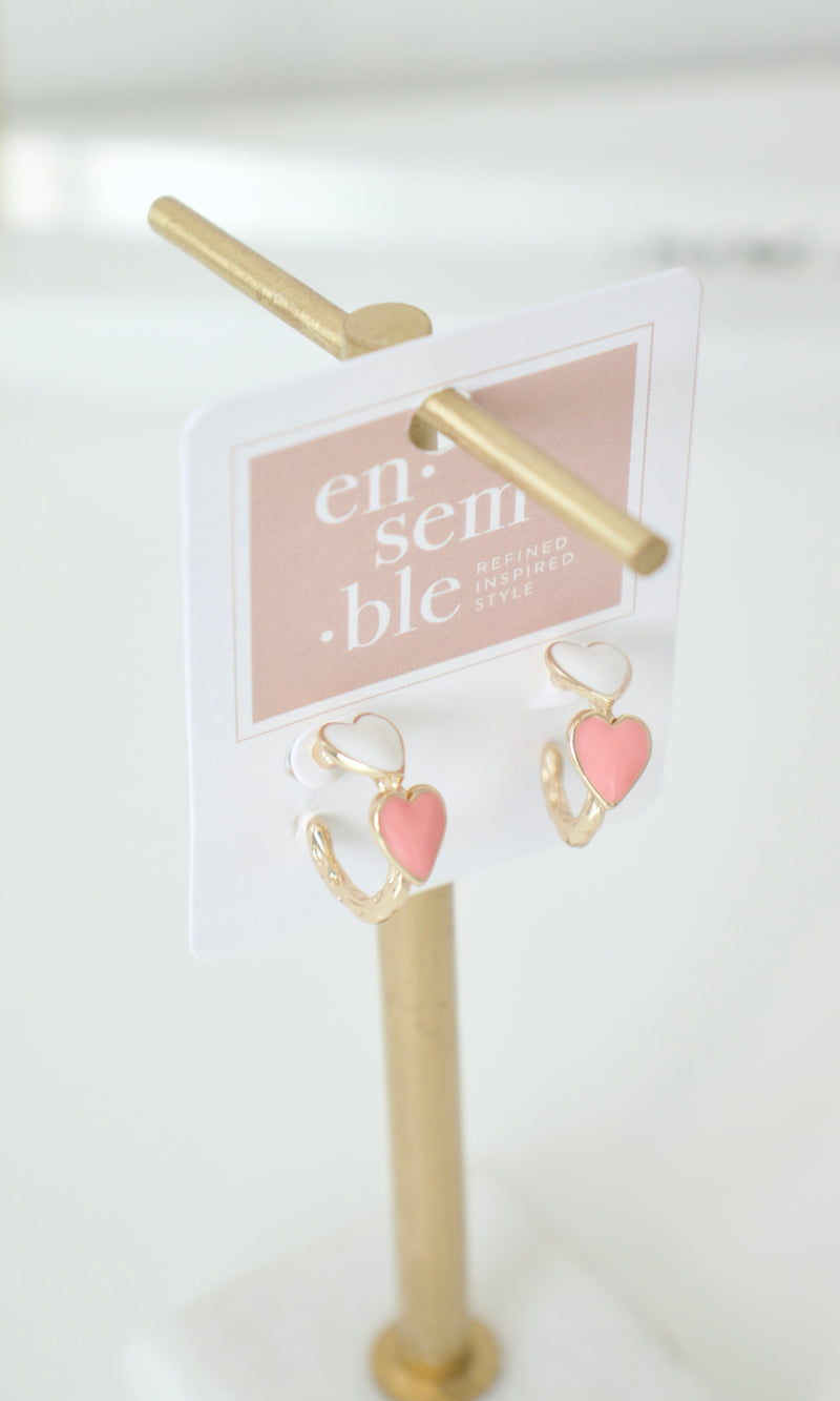 pink & ivory enamel heart hoop