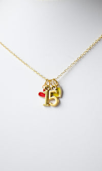 gold 15 mahomes charm necklace