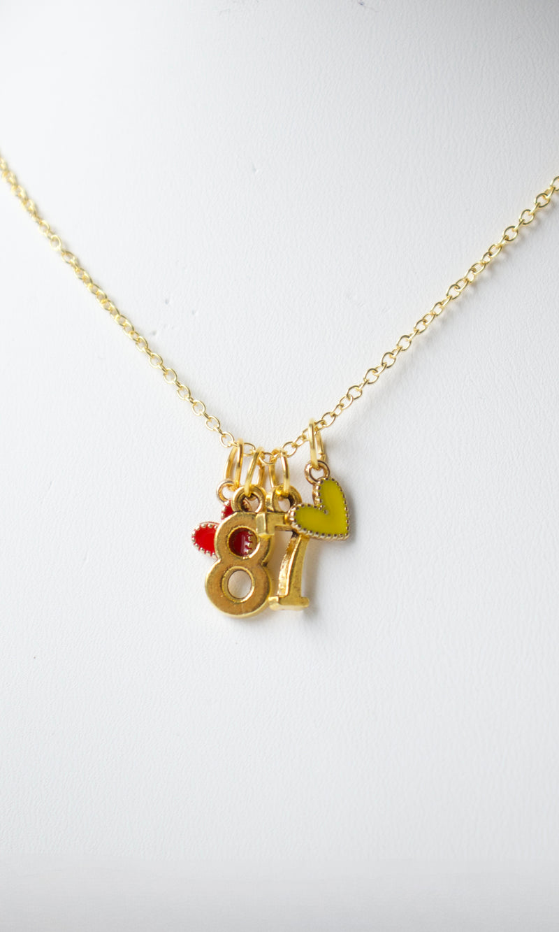 gold 87 kelce charm necklace