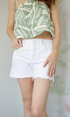 Risen Jeans white high rise fray hem shorts