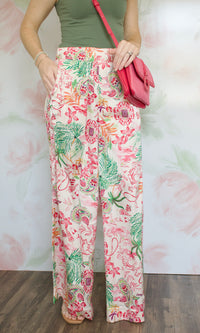 mango hibiscus wide leg pants