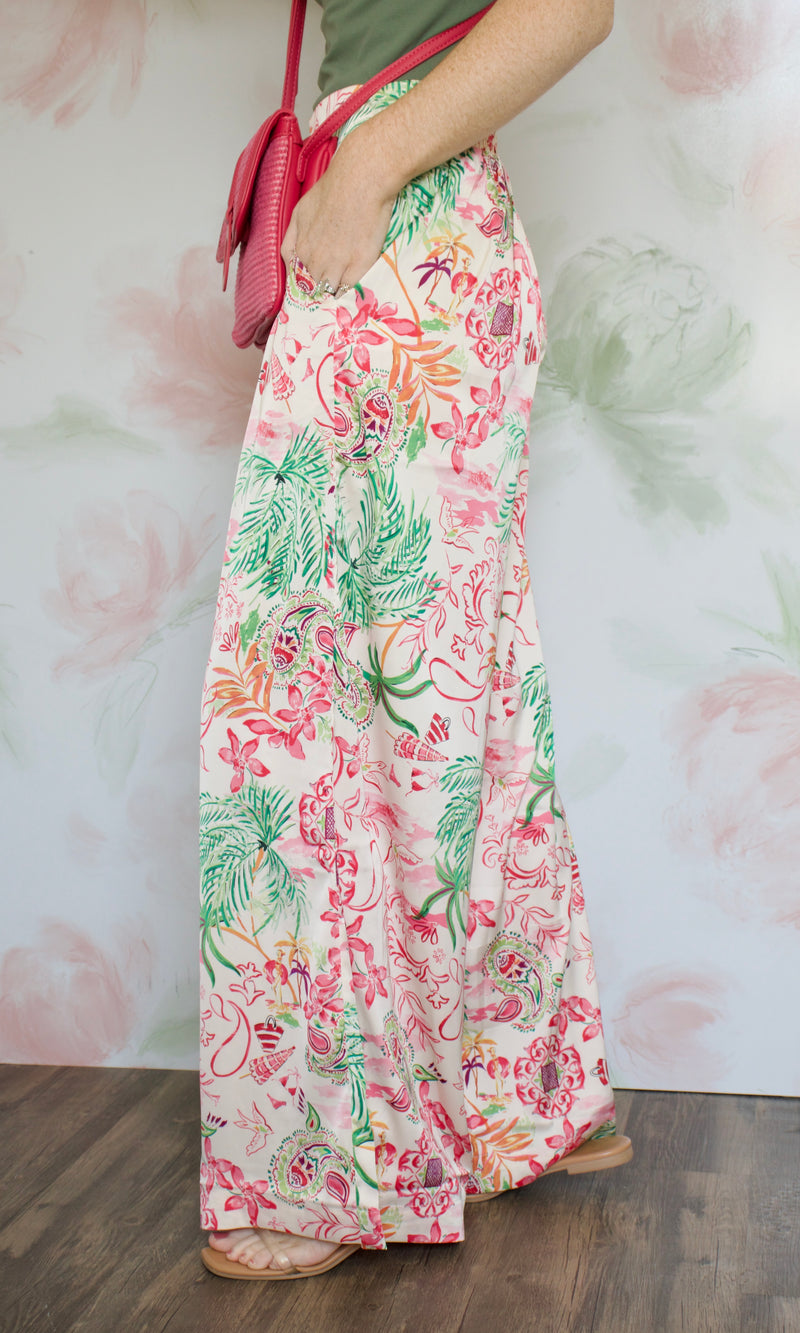 mango hibiscus wide leg pants