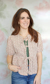 Floral Cotton Peplum Tie Top