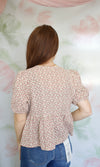 Floral Cotton Peplum Tie Top