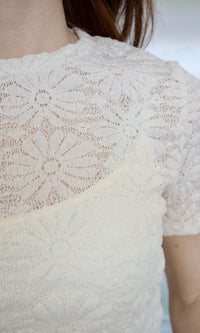 ivory floral mesh top