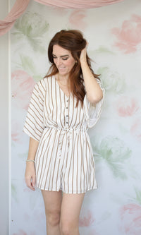 caramel stripe kimono sleeve romper