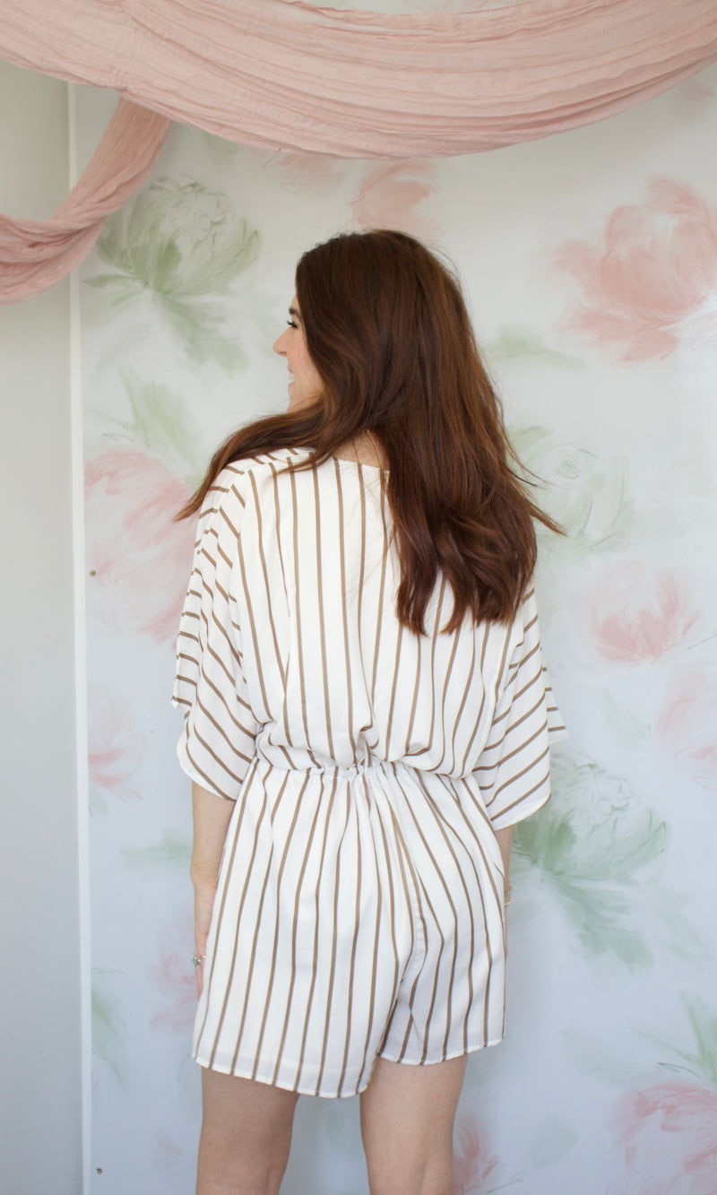 caramel stripe kimono sleeve romper