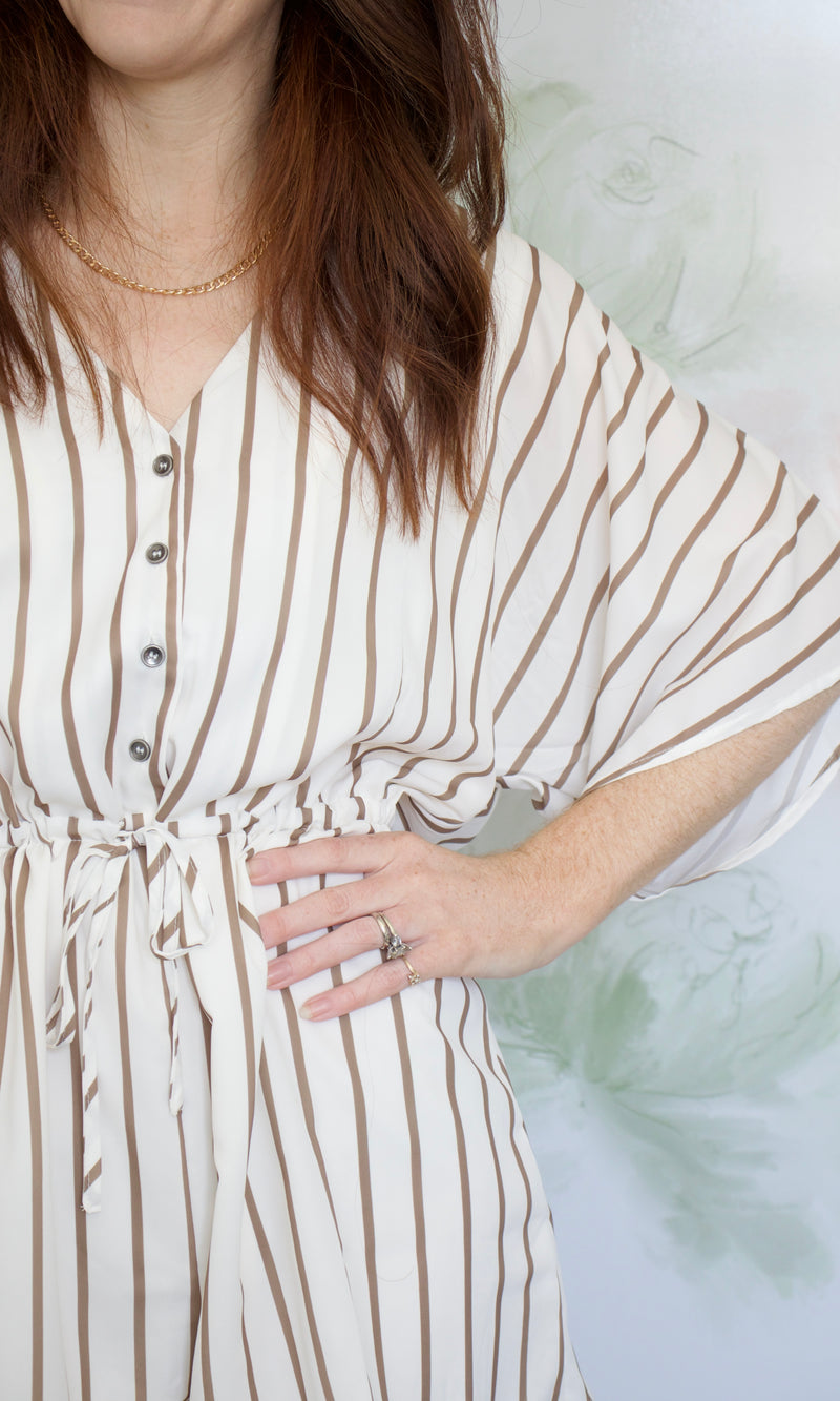 caramel stripe kimono sleeve romper